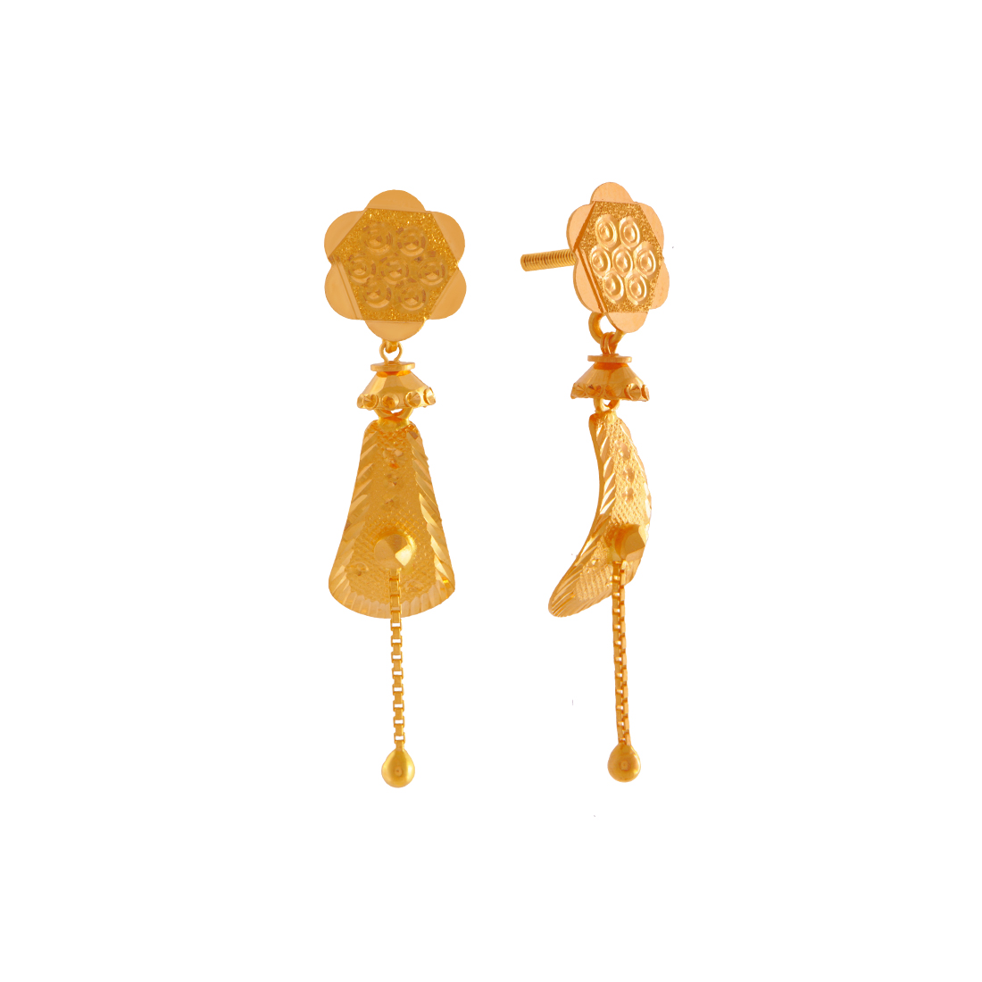 Buy Senco Gold Women Gold & Diamonds Leafy Trigon Gold Drop Earrings at  Amazon.in