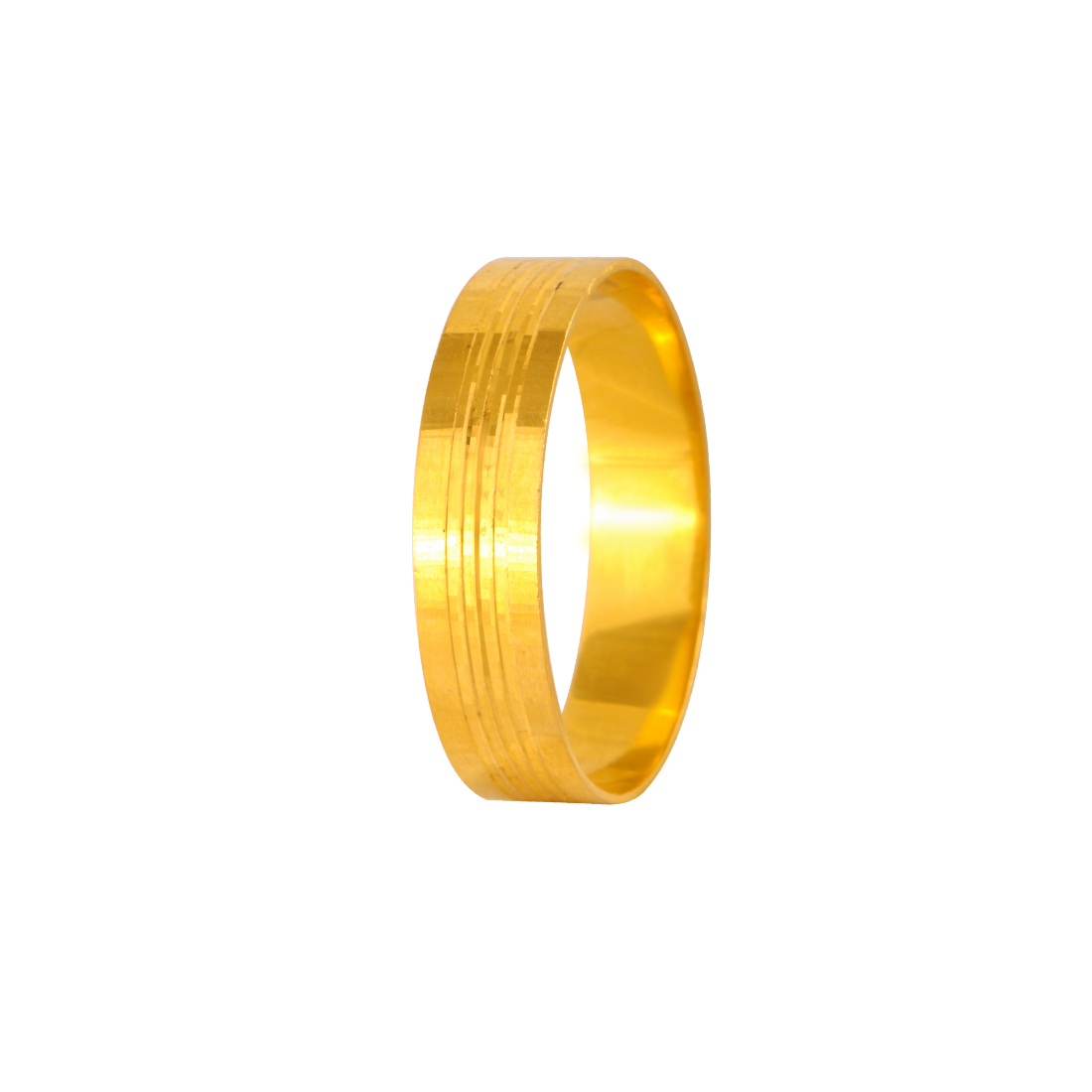 Ribbed 22 Karat Gold Finger Ring for Men