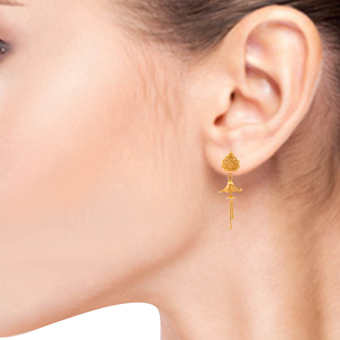 Buy Simple Light Weight Small Flower Design Gold Plated Coral Earrings  Online