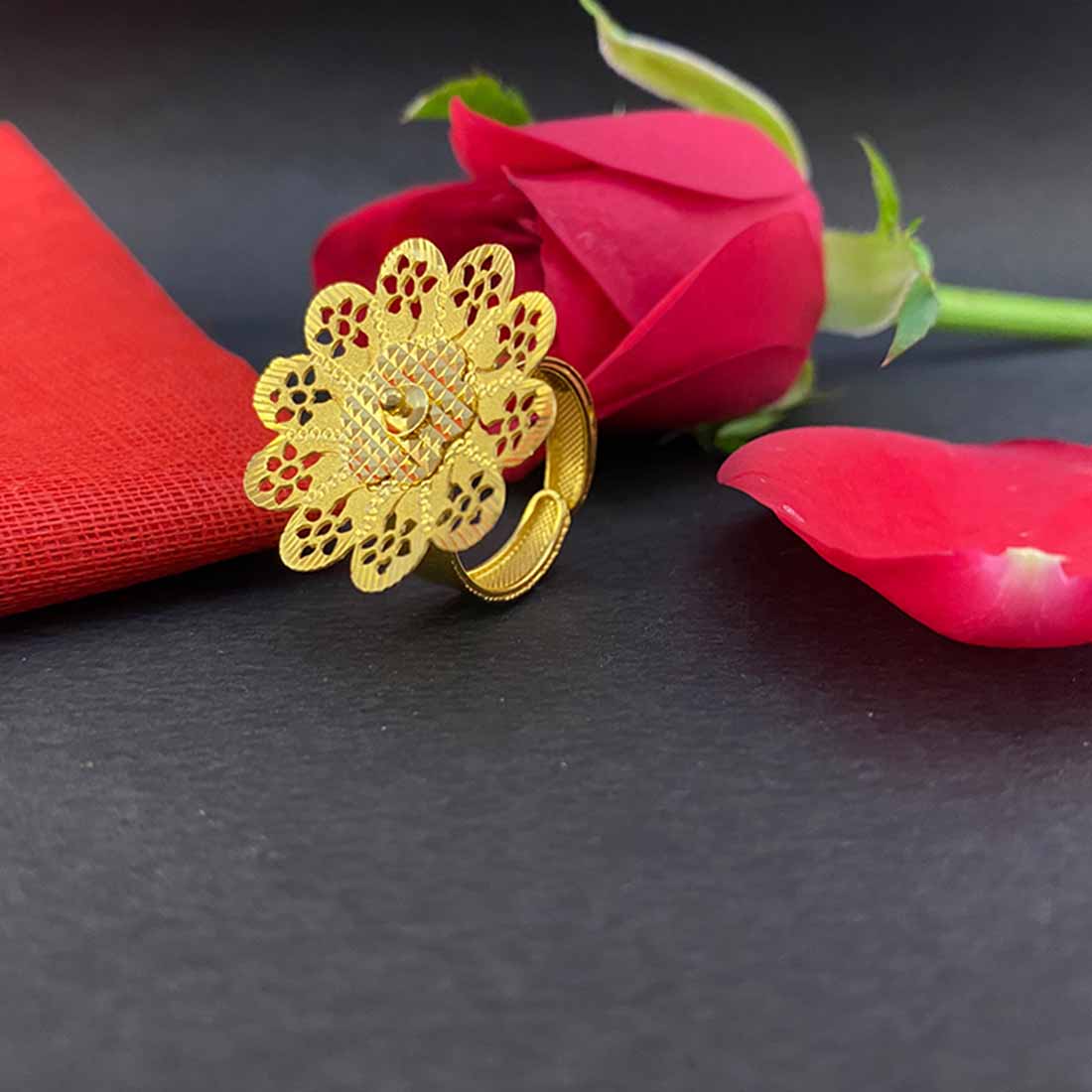 Vintage Big Gold Color Wedding Ring Free Size Rings Exquisite Pattern Flower  Ring Stone for Women Wedding Gift | Wish