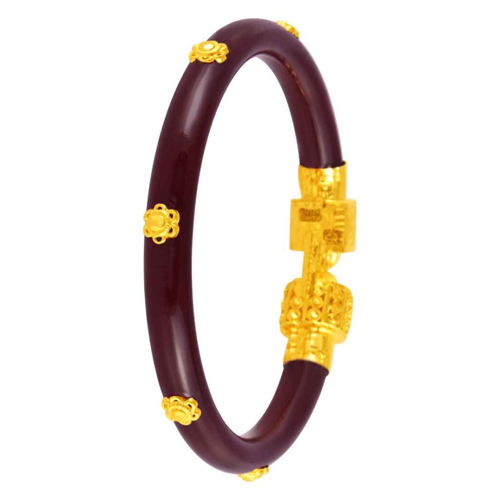 Red and White Mix and Match Gold Pola Bangle