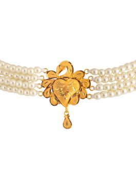 22K Gold Pearl Choker Necklace CK-248