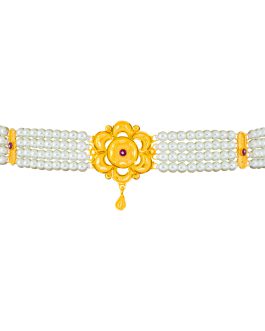 22k Gold Pearl Choker Necklace CK-270