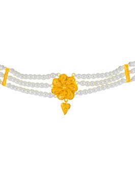 22k Gold Pearl Choker Necklace CK-271