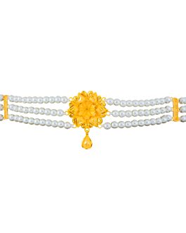 22k Gold Pearl Choker Necklace CK-273