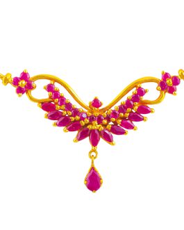 22K Gold Studded Ruby Pendant L-3364