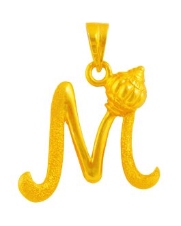 22K Gold Letter M Pendant L-3730