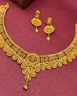 22K Gold Necklace Half Set with Earrings For Women N-1070 ER-2357