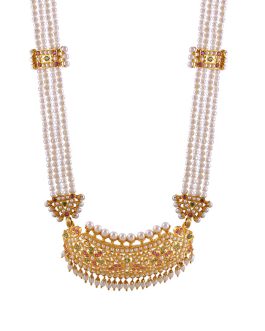 22k Gold Jadau Pearl Necklace N-1115