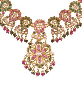 22k Gold Jadau Necklace N-1604