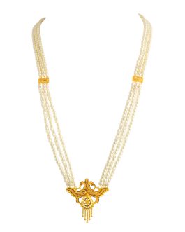 22K Gold Pearl Necklace For Women N-1905