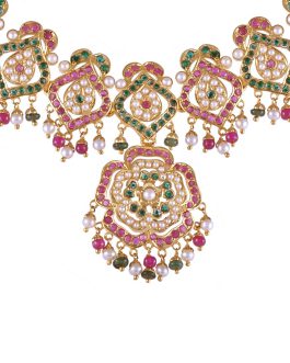 22k Gold Jadau Necklace N-1944