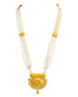22K Gold Pearl Necklace For Women N-1957