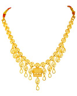 22K Gold Necklace Half Set with Earrings For Women N-2023+ER-3174