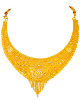 22K Gold Necklace Half Set with Earrings For Women N-2039+ER-3197