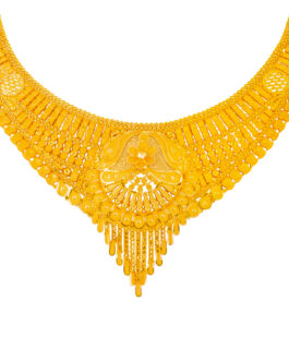 22K Gold Necklace Half Set with Earrings For Women N-2039+ER-3197