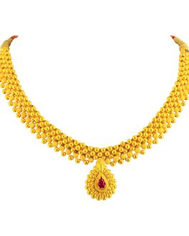 22K Gold Tusi Necklace For Women N-2056