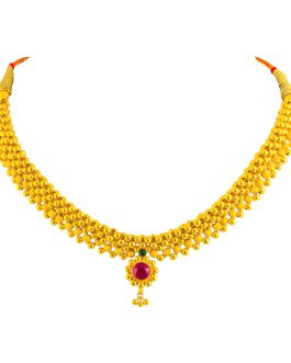 22K Gold Tusi Necklace For Women N-2057