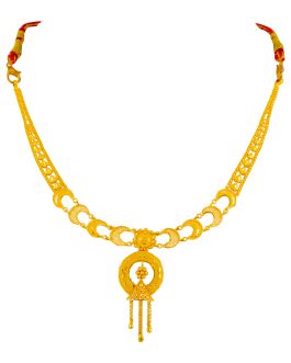 22K Gold Necklace Half Set with Earrings For Women N-2074+ER-3222