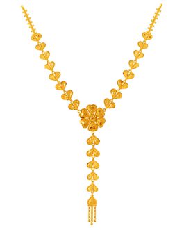 22K Gold Floral Tie Necklace For Women N-712