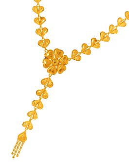 22K Gold Floral Tie Necklace For Women N-712