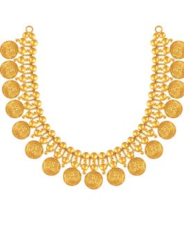 22K Gold Laxmi coin Necklace For Women N-1799