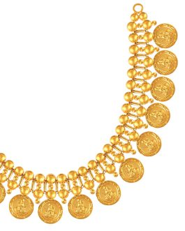 22K Gold Laxmi coin Necklace For Women N-1799