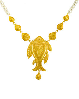 22K Gold Fish Necklace For Women N-2139